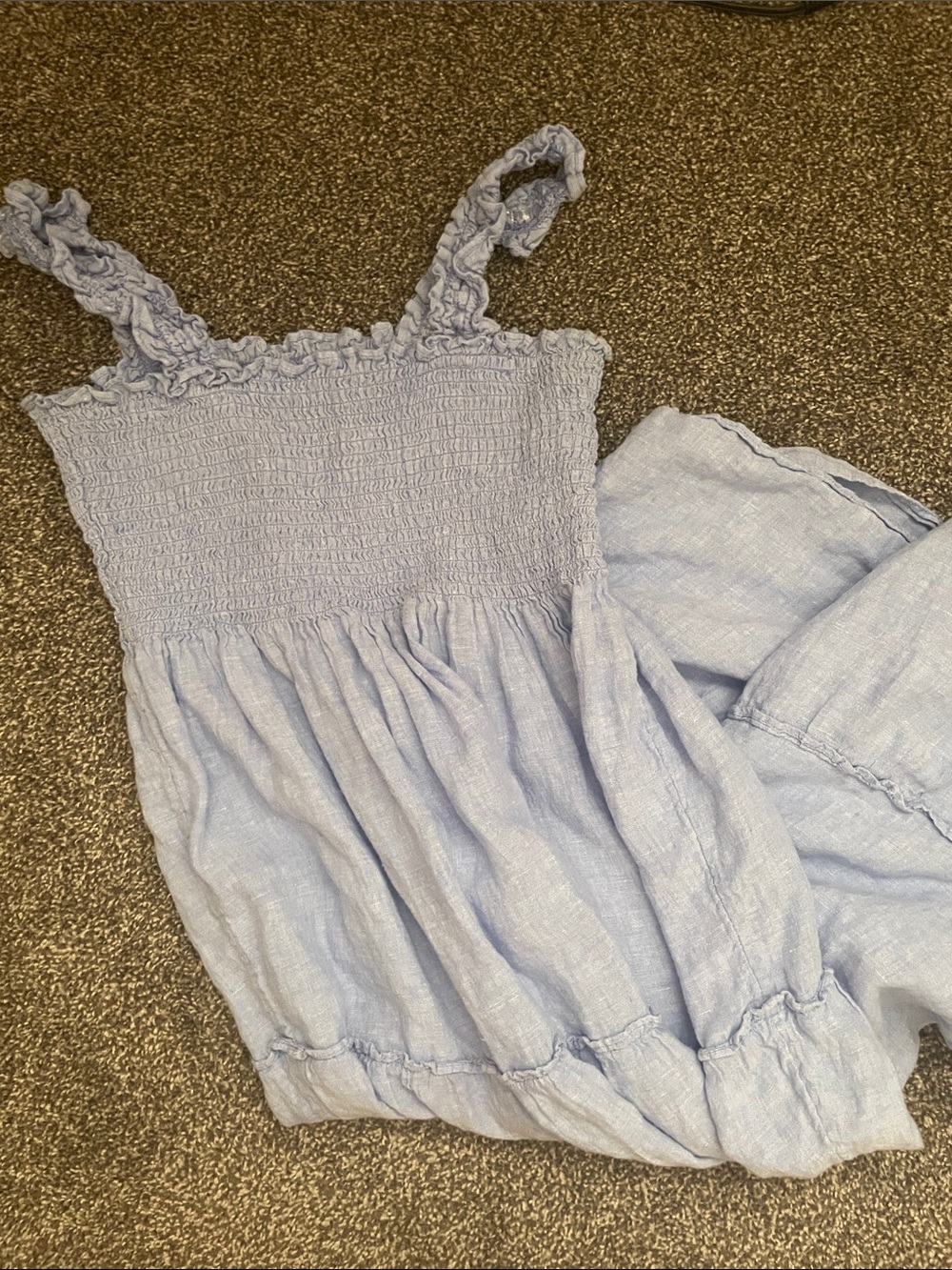 100% Linen Blue Maxi Dress